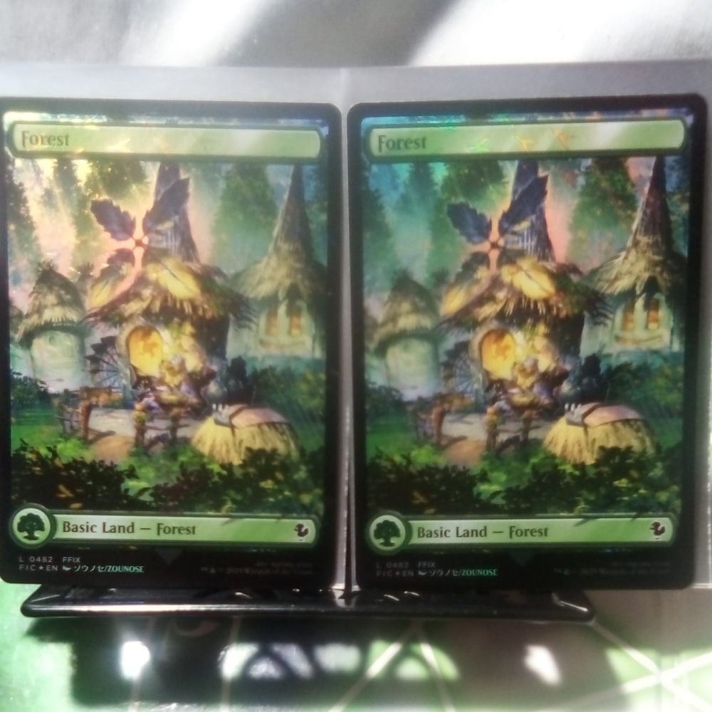 2 CHOCOBO TRACKS FOIL Full Art FOREST Basic Land FIC NM Cards #0482